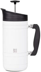 Basecamp Coffee Press - Double Wall Vacuum Insulated Stainless Steel - Bru-Stop Technology, No Grounds in Coffee, No Spill Lid (Snowflake White, 48 fl.oz)