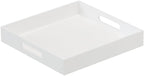 Glossy White Sturdy Acrylic Serving Tray with Handles-12x12 Inch-Serving Coffee,Appetizer,Breakfast,Butler-Kitchen Countertop Tray-Makeup Drawer Organizer-Vanity Table,Ottoman Tray-Decorative