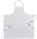 Solino Home 100% Pure Linen Apron for Women & Men - White Stripe Full Midi Bib Apron, Adjustable Neck Strap with Center Pockets for Kitchen, Chef - Handcrafted from European Flax