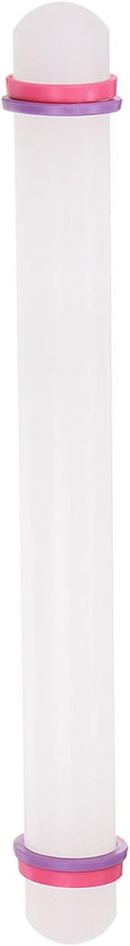 HARFINGTON Fondant Rolling Pin 13 Inch x 0.98 Inch Adjustable Guide Rings Non-Stick PP Plastic Fondant Roller Dough Roller Kitchen Decorating Tools for Cookie Pastry Pizza Clay