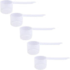 Plastic Measuring Scoop, (55 cc | 55 mL) Long Handle Spoons for Powders, Granules, Coffee, Pet Food, Baking Supplies, Protein and Other Dry Goods, BPA Free (Set of 5)