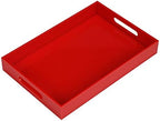 Sturdy Red Acrylic Serving Tray with Handles - 10x15Inch, Coffee, Appetizer, Breakfast, Butler Tray - Kitchen Countertop & Vanity Table Organizer