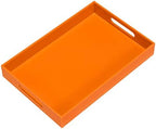 Orange Sturdy Acrylic Serving Tray with Handles-10x15Inch-Serving Coffee,Food,Breakfast,Butler-Kitchen Countertop Tray-Makeup Drawer Organizer-Vanity Table,Ottoman Tray-Decorative Tray