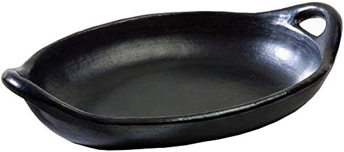Authentic Chamba Oval Platter with Handles - Elegant, All-Natural Black Clay Roasting Pan for Baking, Roasting and Serving - Stovetop & Oven Safe – Handmade in Colombia – 10 Inches Long