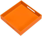 Orange Sturdy Acrylic Serving Tray with Handles-10x10Inch-Serving Coffee,Food,Breakfast,Butler-Kitchen Countertop Tray-Makeup Drawer Organizer-Vanity Table,Ottoman Tray-Decorative Tray