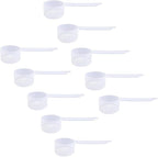 Plastic Measuring Scoop, (9 cc | 2 tsp | 9 mL) Long Handle Spoons for Powders, Granules, Coffee, Pet Food, Baking Supplies, Protein and Other Dry Goods, BPA Free (Set of 10)