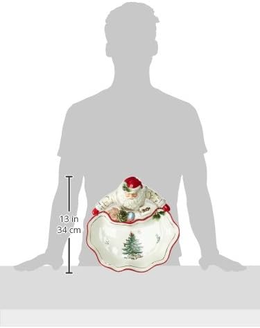 Spode Christmas Tree Gold Collection Figural Santa Dish, 12.25-Inch Holiday Décor Candy Bowl - Fine Earthenware with 22-Karat Gold Accents, Christmas Mantel Decoration & Holiday Tableware