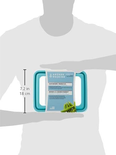 Anchor Hocking TrueSeal Glass Food Storage Containers with Mineral Blue Airtight Lids, 6 Cup Capacity (48 Oz), Rectangle, Pack of 4