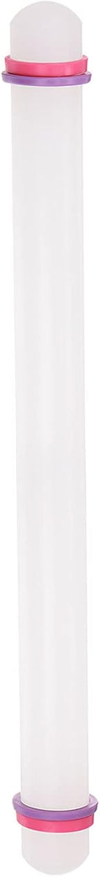 HARFINGTON Fondant Rolling Pin 20 Inch x 0.98 Inch Adjustable Guide Rings Non-Stick PP Plastic Fondant Roller Dough Roller Kitchen Decorating Tools for Cookie Pastry Pizza Clay