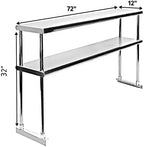 NSF Certified 18 Gauge Heavy Duty Stainless Steel Double overshelf with Brackets for Kitchens, Utility Rooms, Storage, Offices & Home