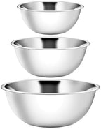 YBM HOME Stainless Steel Large Mixing Bowls (Set of 3) for Baking, Cooking, and Prepping, Includes 10.25, 16, 20 Quart, Stackable for Convenient Storage, 1194-96-90set