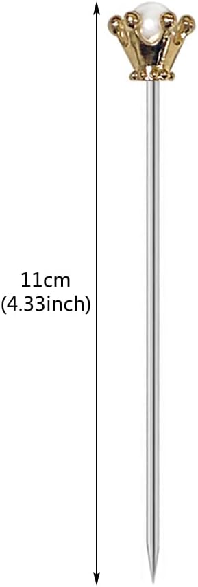 Stainless Steel Cocktail Picks Crown,Metal Martini Sticks,Fruits Toothpicks,Reusable Garnish Skewer Drinks Sandwiches Appetizers Olives Fruits Barbecue Snacks of 8 Pieces (Glod)