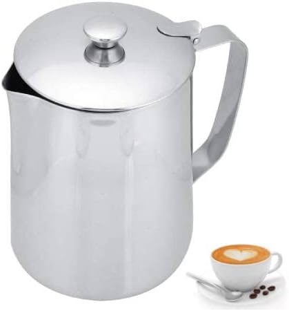 Milk Frothing Pitcher 350ml 600ml 900ml 1500ml 2000m(12oz 20oz 32oz 50oz 66oz) Steaming Pitchers Stainless Steel Milk Coffee Cappuccino Latte Art Barista Steam Pitchers Milk Jug Cup with Deco