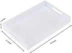 Glossy White Acrylic Serving Tray, 12x16Inch, Sturdy Kitchen Countertop Organizer, Decorative Vanity Table Tray, Ottoman Tray, 3/16 inch Thickness