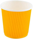 Restaurantware-4 Ounce Paper Coffee Cups, 25 Ripple Wall Disposable Paper Cups - Leakproof, Recyclable, Yellow Paper Hot Cups, Insulated, Matching Lids Sold Separately