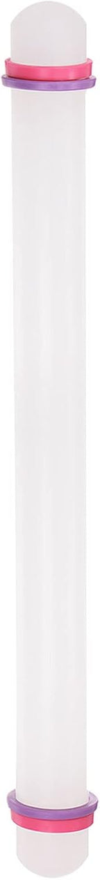 HARFINGTON Fondant Rolling Pin 18 Inch x 0.98 Inch Adjustable Guide Rings Non-Stick PP Plastic Fondant Roller Dough Roller Kitchen Decorating Tools for Cookie Pastry Pizza Clay