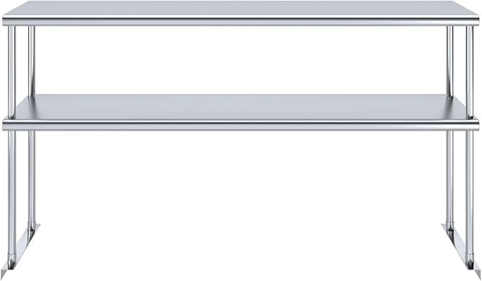 NSF Certified 18 Gauge Heavy Duty Stainless Steel Double overshelf with Brackets for Kitchens, Utility Rooms, Storage, Offices & Home