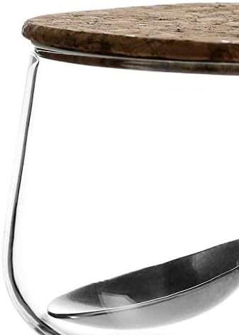 Viva Classic Glass Creamer and Sugar Set - Coffee and Tea Serving Set - Cream Pitcher 9.5 oz / 280ml and Sugar Bowl 12 oz / 350 ml with Cork Lid and Metal Spoon, Milk and Sugar for Coffee Bar