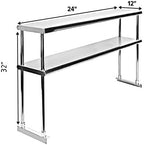 NSF Certified 18 Gauge Heavy Duty Stainless Steel Double overshelf with Brackets for Kitchens, Utility Rooms, Storage, Offices & Home