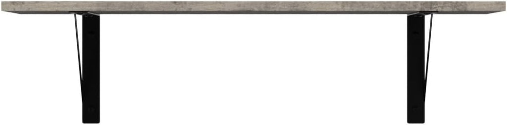 DINZI LVJ Wall Shelves, 23.6 x 7.9 x 6.1 Inch Floating Shelves for Wall, Set of 2, Easy-to-Install Wall Storage Ledges with Sturdy Metal Brackets for Living Room, Bathroom, Kitchen, Gray Wash