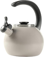 Circulon Enamel on Steel Whistling Teakettle/Teapot With Flip-Up Spout, 2 Quart - Gray