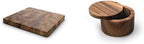Ironwood Gourmet 28218 Square Charleston End Grain Chef's Board, Acacia Wood 14" Square & 28221 Appalachian Salt Cellar, Acacia Wood, 4 x 4 x 2.5 inches, Brown