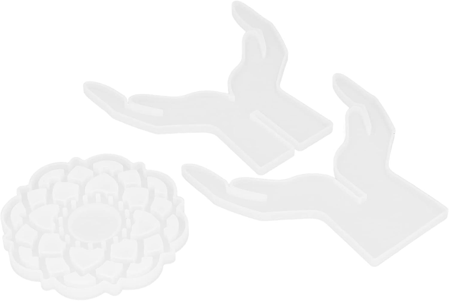 3Pcs DIY Silicone Flower Pot Shelf Mold Easy Demoulding Unique Shape Suitable for Resin Crafts (Double-Hand Hollow Cushion Mold 60-743)