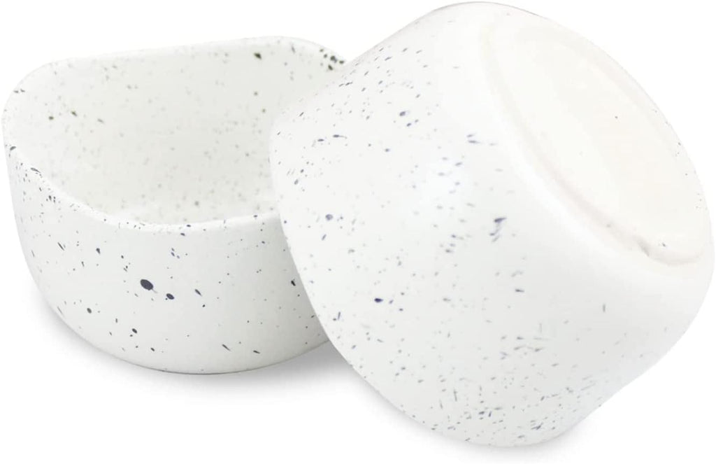 roro Handcrafted 4.5" Ceramic Miso | Rice Bowls, Set of 2 - White Matte Speckled Stoneware - Perfect for Soups