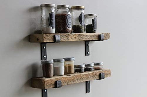 Urban Legacy Accent Shelves | Reclaimed Barn Plank | Set of 2 with Full Brackets (Natural 24"x 4.5"x 2")