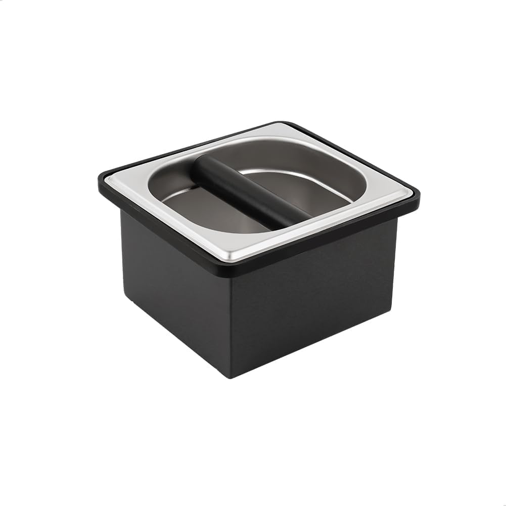 watchget Espresso Coffee Knock Box Durable Stainless Steel Dump Bin for Coffee Pucks Container with Removable Non-Slip Base Coffee Grounds Container for Home/Cafe, Small