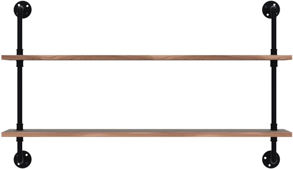 Pipe Shelves Industrial Pipe Shelving Shelves Real Wood Industrial Floating Pipe Shelves with Wood Planks 48 inch Wall Shelves Rustic Hanging Bookshelf Farmhouse Kitchen Bar Shelving