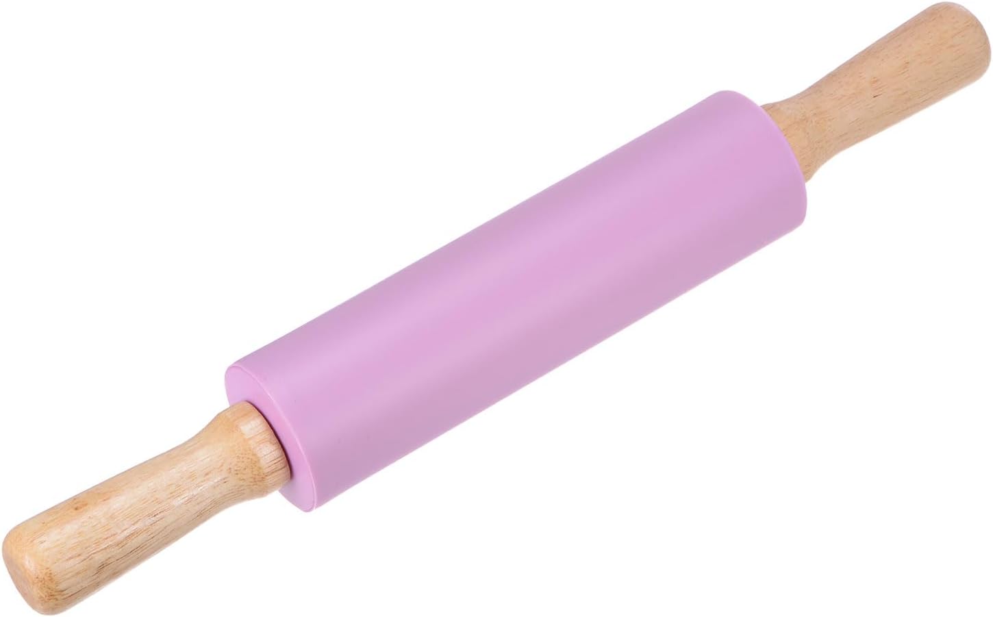 HARFINGTON Silicone Rolling Pins for Baking 14.96 Inch Non-Stick Silicone Surface Wooden Handle Rolling Pin Small Roller Playdough Rolling Pins for Fondant Kitchen Dough Pizza, Purple