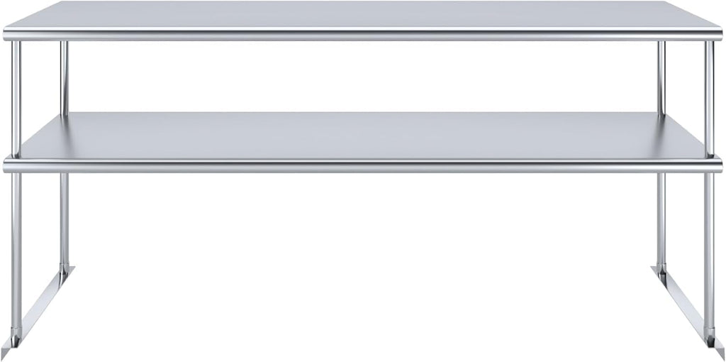 NSF Certified 18 Gauge Heavy Duty Stainless Steel Double overshelf with Brackets for Kitchens, Utility Rooms, Storage, Offices & Home