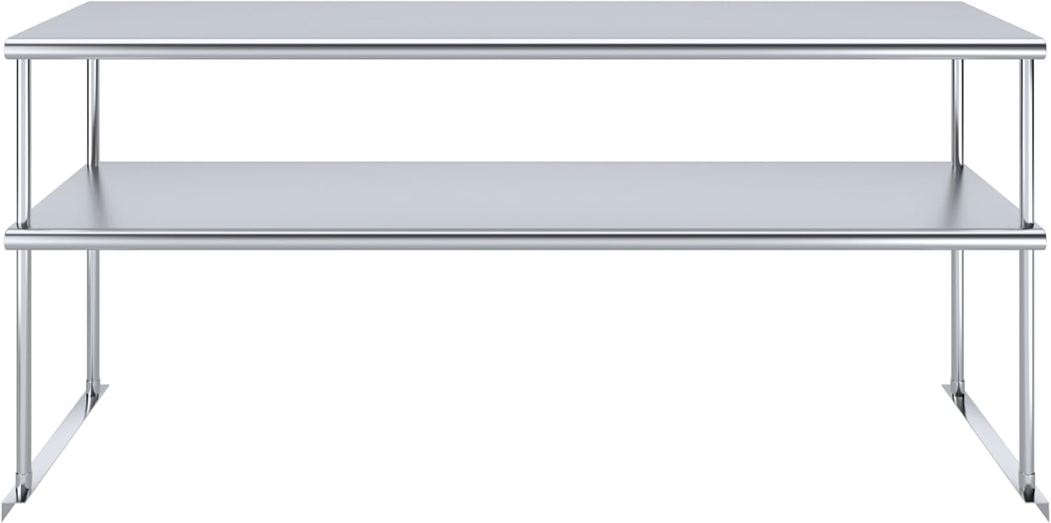 NSF Certified 18 Gauge Heavy Duty Stainless Steel Double overshelf with Brackets for Kitchens, Utility Rooms, Storage, Offices & Home