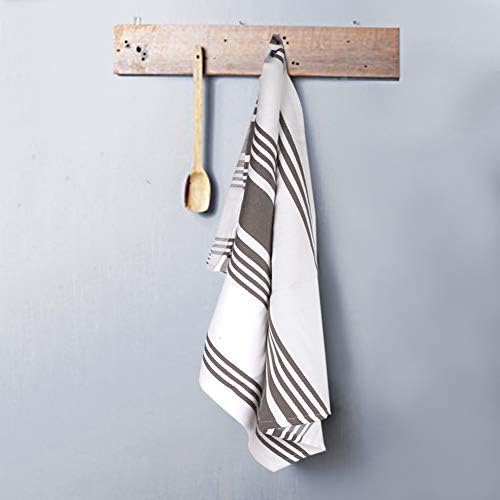 Urban Villa Kitchen Towels 100% Cotton Pack of 6, Highly Absorbent Quick Drying Super Soft Premium Dish Towel for kitchen with Hanging Loop Hand & Tea Towels - 20x30 Inch, (Dove Grey & White, Striped)