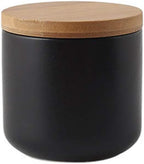 Ceramic Food Storage Jar Canister Modern Design Food Canisters with Airtight Seal Bamboo Lid,Loose Tea Coffee Spice Nuts Snacks Seasonings Storage Jar Canister Caddy (black 7.03oz/200ml)