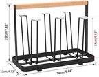 Cup Drying Rack Stand,Beer Glasses Rack 6 Cup Metal Drainer Holder Rack Non-Slip Mugs Cups Organizer with Wood Handle, Black