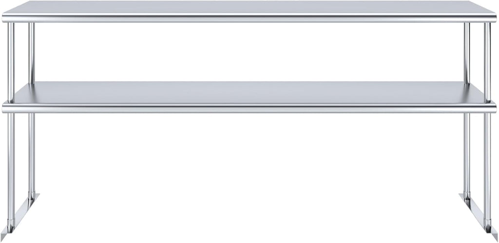 NSF Certified 18 Gauge Heavy Duty Stainless Steel Double overshelf with Brackets for Kitchens, Utility Rooms, Storage, Offices & Home