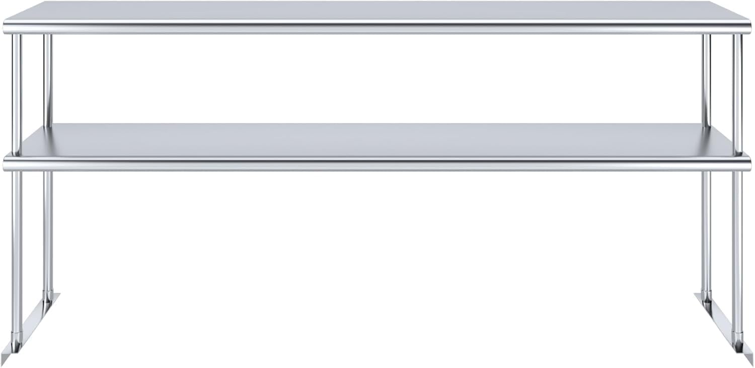 NSF Certified 18 Gauge Heavy Duty Stainless Steel Double overshelf with Brackets for Kitchens, Utility Rooms, Storage, Offices & Home