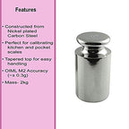 American Weigh Scales Calibration Weight for AWS Digital Scale, Carbon Steel, Solid Stainless Steel Chrome Finish, 2000G (2KGWGT)