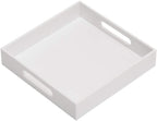 Glossy White Sturdy Acrylic Serving Tray with Handles-10x10Inch-Serving Coffee,Appetizer,Breakfast,Butler-Kitchen Countertop-Makeup Drawer Organizer-Vanity Table,Ottoman Tray-Decorative Tray