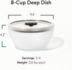 Anyday 8-Cup Microwave Cookware & Glass Container with Glass Lid, Plastic-Free Deep Food Storage | Stackable Airtight Steamer with Vented Lid for Microwave-Safe Reheating, Steaming Vegetables & Rice