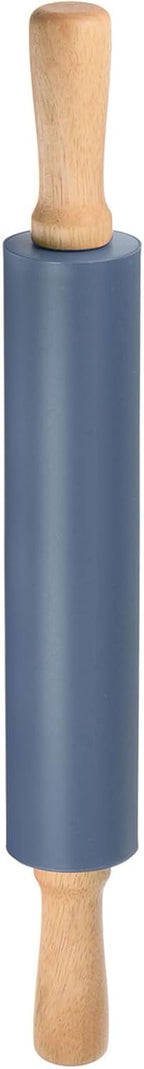 HARFINGTON Silicone Rolling Pins for Baking 17 Inch Wooden Handle Non Stick Rolling Pin Small Roller Playdough Rolling Pins for Dough Pizza Pastry Fondant Kitchen, Drak Blue