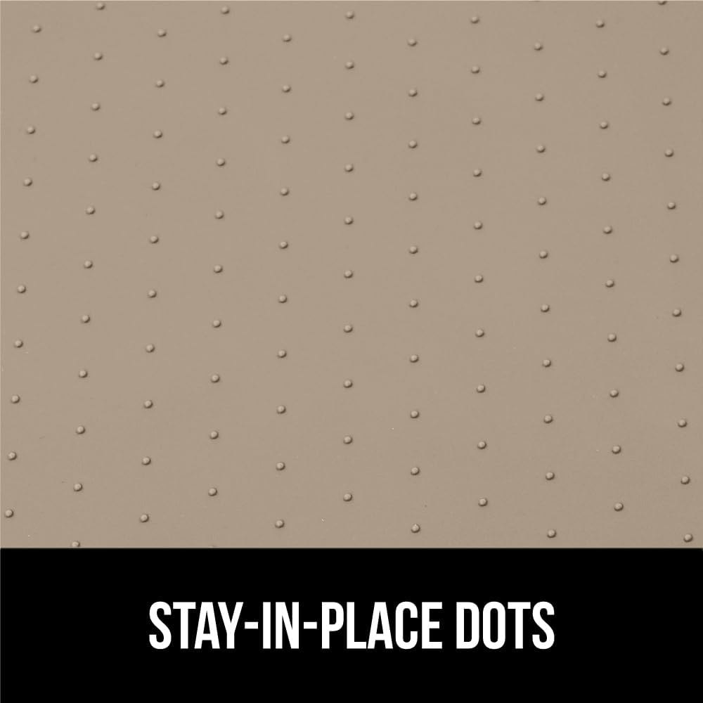 GORILLA GRIP Waterproof Silicone Under Sink Mat with Raised Lip for Kitchen and Bathroom, Cabinet Shelf Liner Stay in Place Mats Dishwasher Safe Drawer Liner, Organizer Tray, 19 x 34 in, Beige