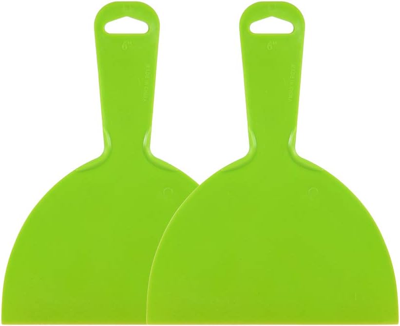uxcell Putty Scraper 6" Plastic Flexible Putty Knives Disposable Spreader for Taping Drywall Wall Painting Green 2pcs