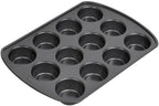 Wilton Gold Premium Non-Stick Warp-Resistant Bakeware, Made without PFAs, Muffin Pan, 12-cup, 10.5 x 15 x 1.4 in, Packaging May Vary