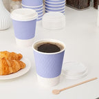 Restaurantware-12 Ounce Disposable Coffee Cups, 500 Ripple Wall Hot Cups For Coffee - Lids Sold Separately, Rolled Rim, Light Purple Paper Insulated Coffee Cups, For Hot Coffee, Tea, And More