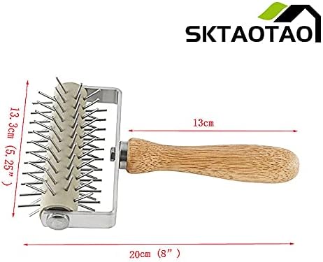 Time-Saver Pizza Dough Roller Docker with Wood Handle, for Pizza Cookie Cake Pie Pastry Bread Dough (Stainless Steel)