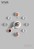 Viva Nicola White Sugar and Creamer Set, Porcelain Coffee and Tea Serving Set - Cream Pitcher and Sugar Bowl with Cork Lid and Metal Spoon, 7oz / 200ml Milk and Sugar for Coffee Bar