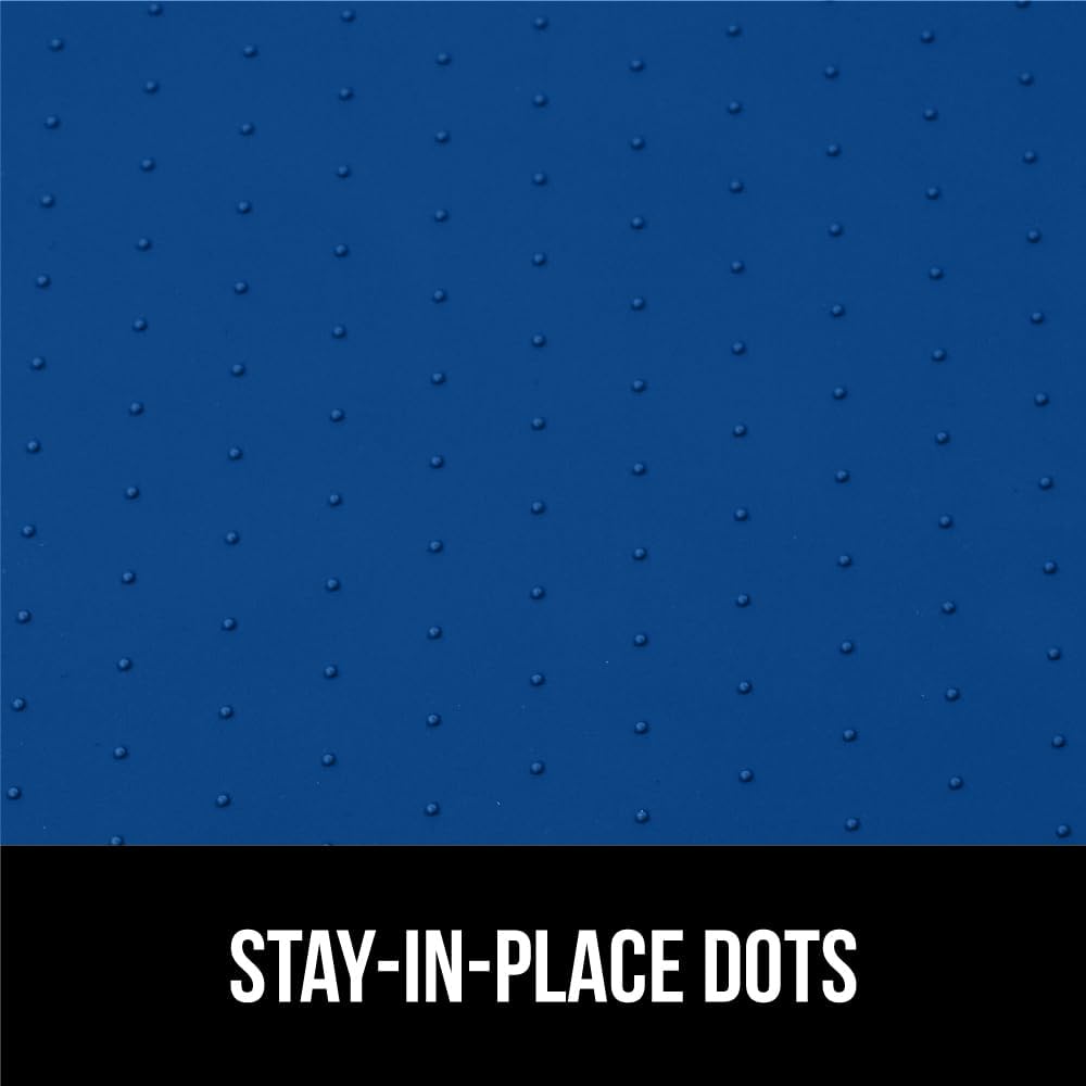 GORILLA GRIP Waterproof Silicone Under Sink Mat with Raised Lip for Kitchen and Bathroom, Cabinet Shelf Liner Stay in Place Mats Dishwasher Safe Drawer Liner, Organizer Tray, 19 x 34 in, Blue